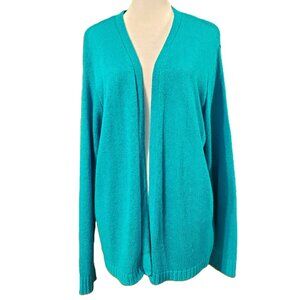 Absolutely Creative Worldwide Womens Teal Green Long Open Cardigan Sweater Sz 1X